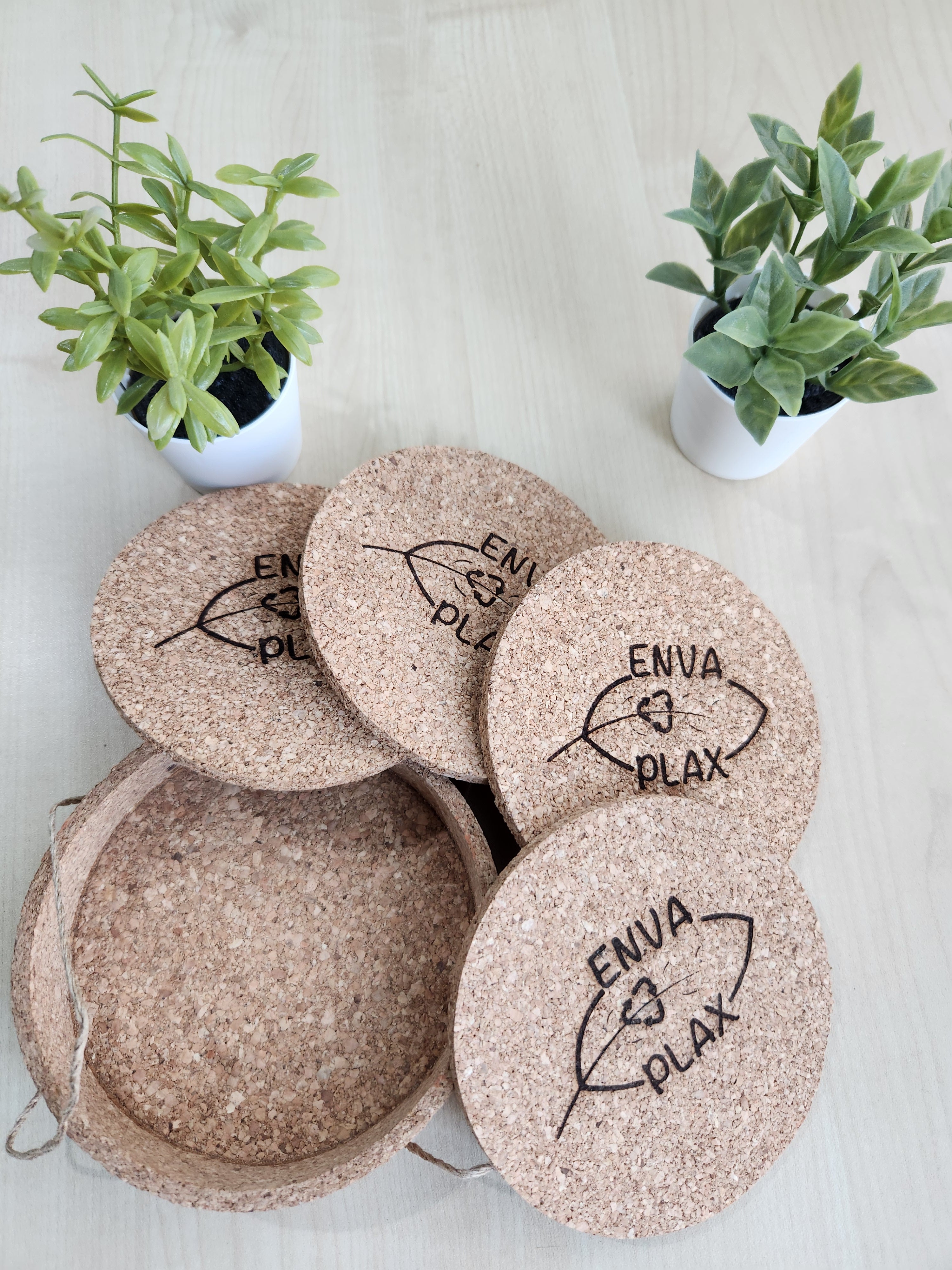Cork coasters with eco-friendly design - envaplax