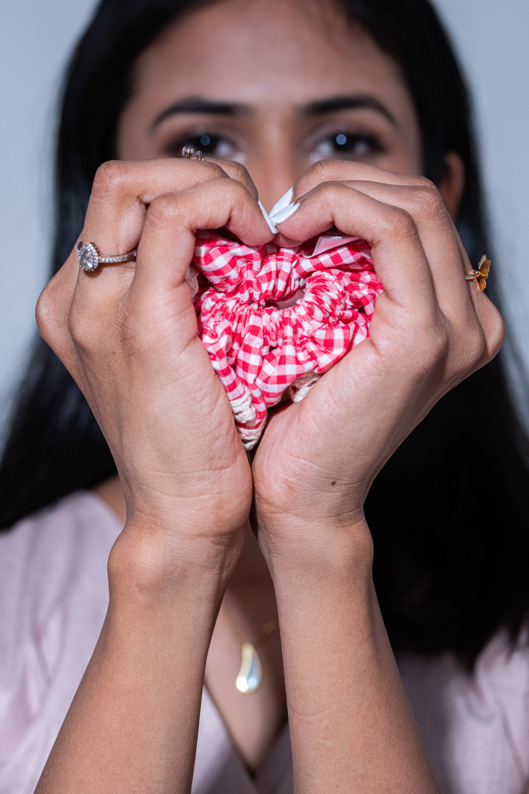 Gingham Print Scrunchy