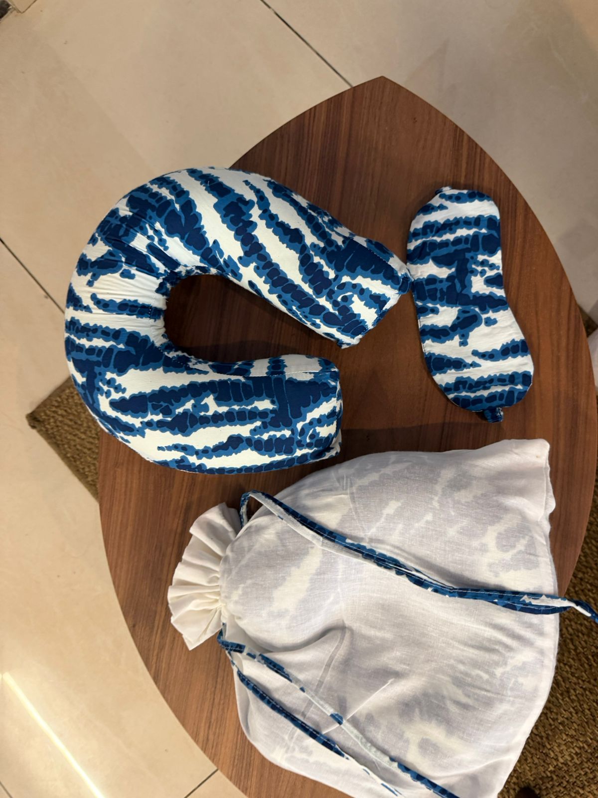Shibori Print Travel Pillow and Eye Mask