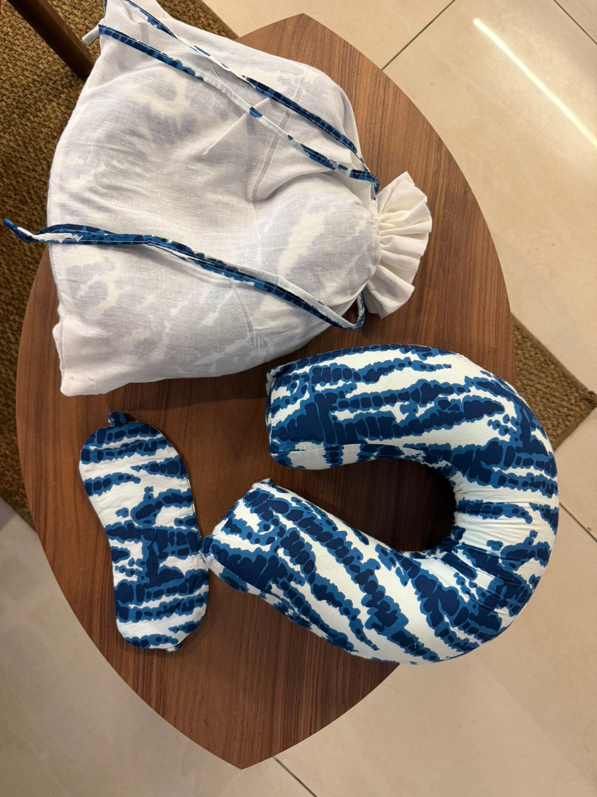 Shibori Print Travel Pillow and Eye Mask
