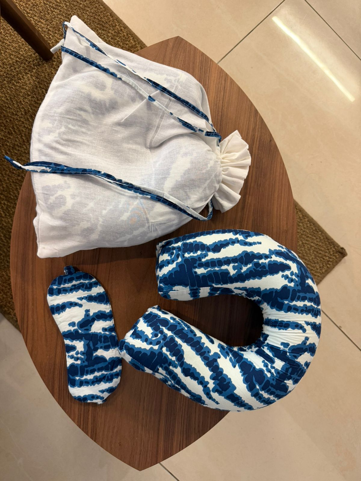 Shibori Print Travel Pillow and Eye Mask